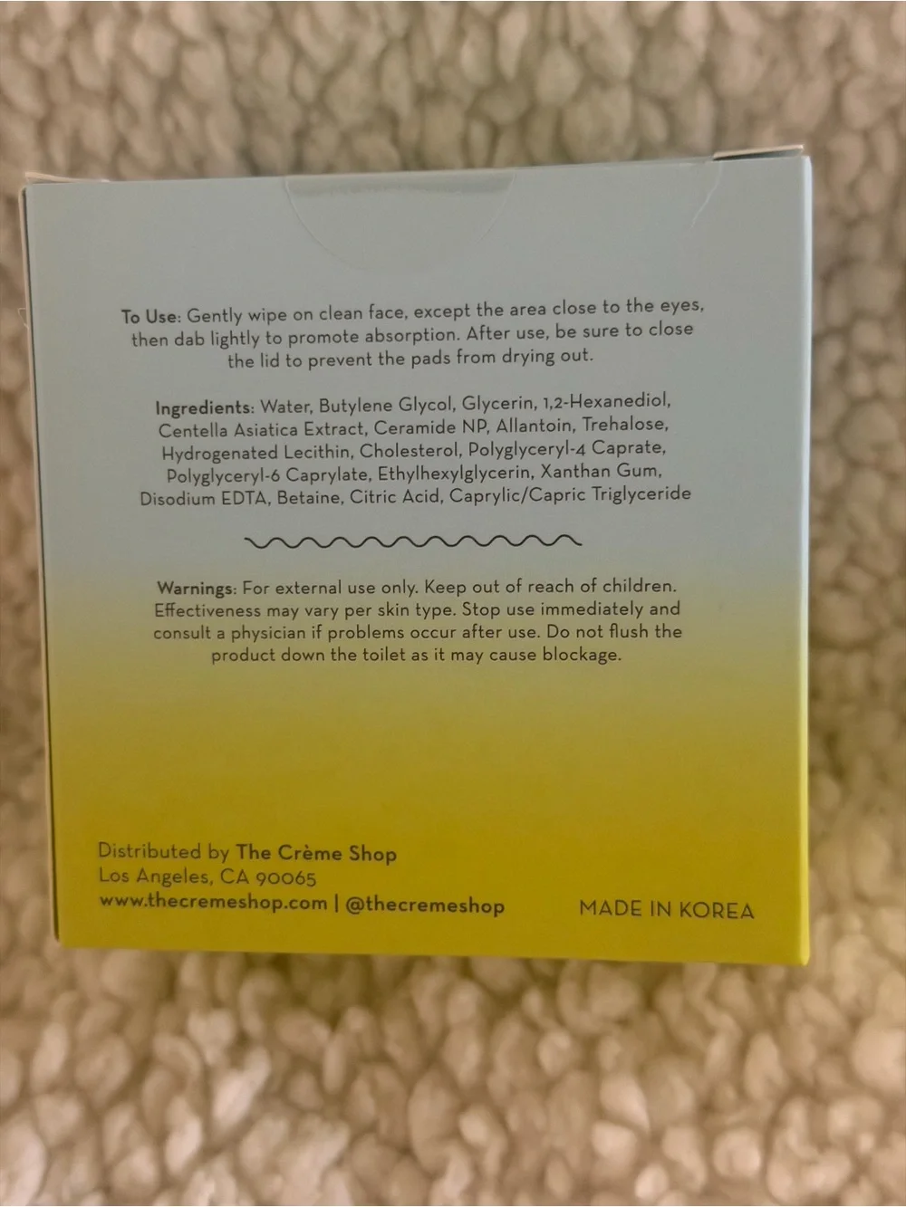 The Crème Shop Centella Relief Skin Barrier Toner Pads — Green